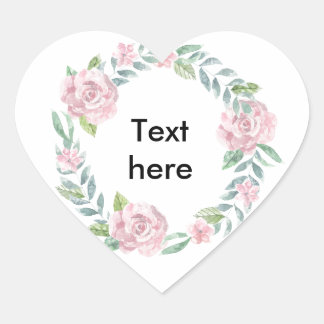 Sticker Cœur Couronne rose pastel pour customiser avec un nom