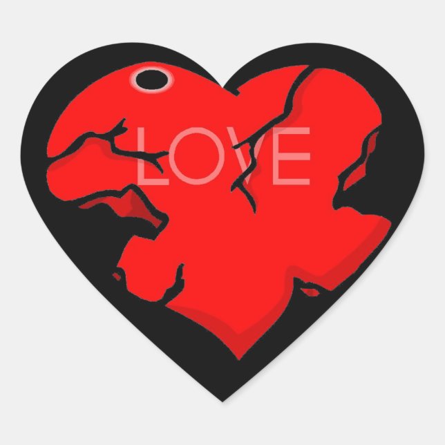 Sticker Cœur Cracké + Coeur cassé (Devant)