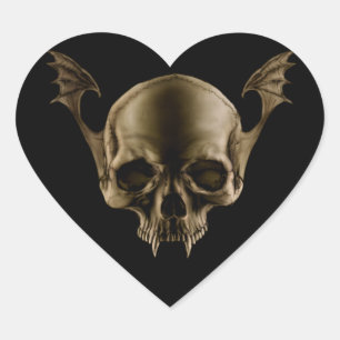 Sticker Cœur Crâne Vampire