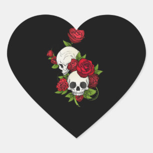 Sticker Cœur Crânes Roses Día de Muertos