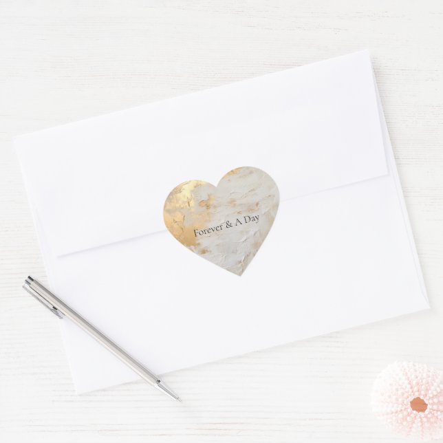 Sticker Cœur Crème Blanc Or Glam (Enveloppe)