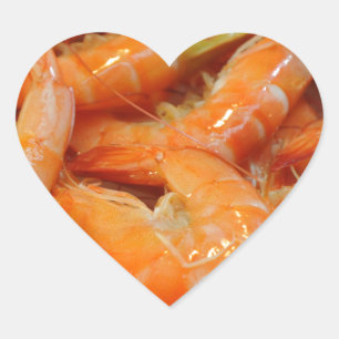 Sticker Cœur Crevettes roses de crevette