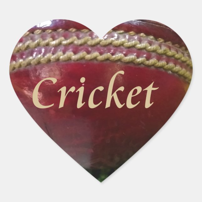 Sticker Cœur Cricket : Red Hard Ball Art Print (Devant)