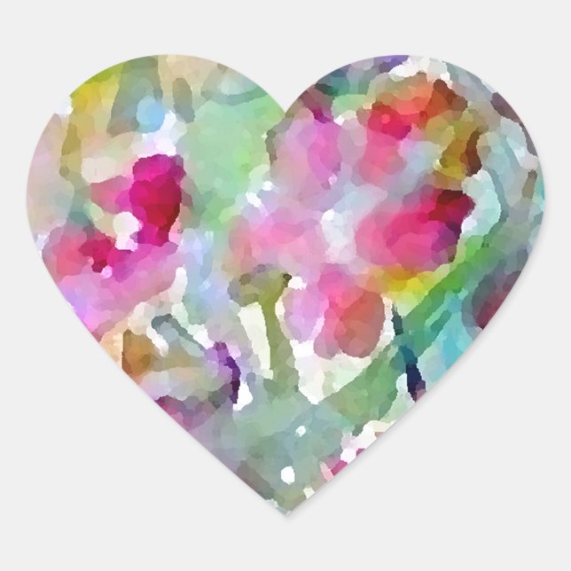 Sticker Cœur CricketDiane Flower Garden Aquarelle Abstraite (Devant)