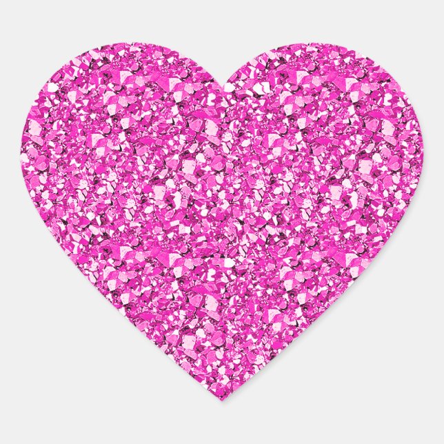Sticker Cœur cristal druzy - rose fuchsia (Devant)