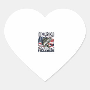Sticker Cœur Crochet de pêche patriotique accroché à la liberté