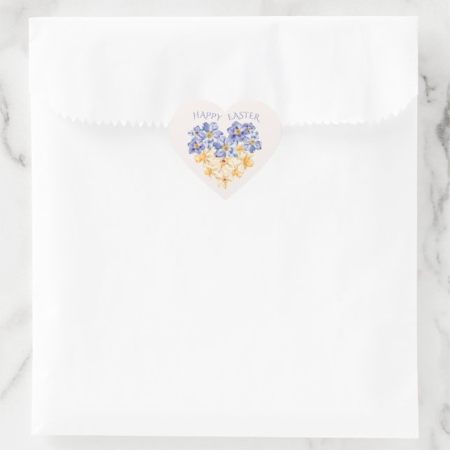 Sticker Cœur Crocus et Daffodils Fleurs de Pâques (Sac)