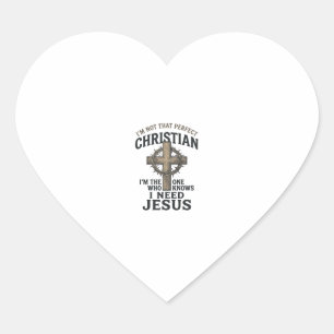 Sticker Cœur Croix chrétienne Couronne d'épines Chemise de foi