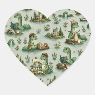 Sticker Cœur Cryptides cosy Nessie Monstre du Loch Ness loisirs