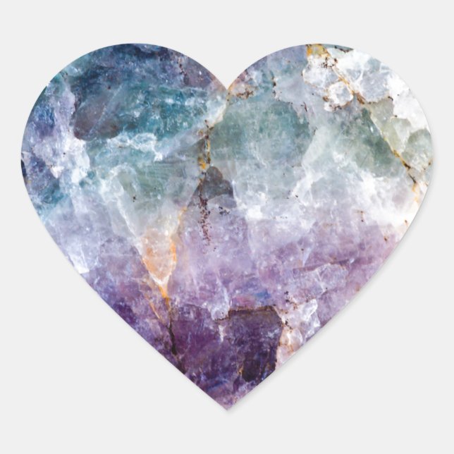 Sticker Cœur Crystal quartz Turquoise & Violet (Devant)