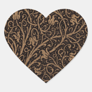 Sticker Cœur Cuir à outils Brown Art Nouveau Floral