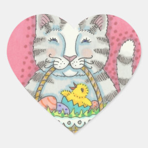 STICKER CŒUR CUISINE & PÂQUES BASKET D'OEUFS, BALISES DE CHAT