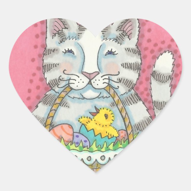 STICKER CŒUR CUISINE & PÂQUES BASKET D'OEUFS, BALISES DE CHAT (Devant)