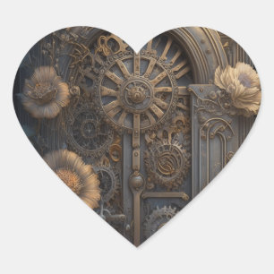 Sticker Cœur Cuivre Steampunk Mariage unique