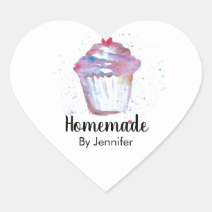 Sticker Cœur Cupcake au coeur mignon fait maison