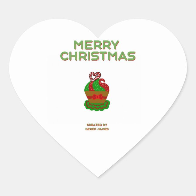 Sticker Coeur Cupcake de Noël (Devant)
