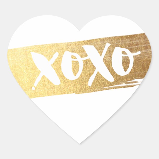 Sticker Cœur CUTE AMOUR XOXO COEUR brosse or moderne (Devant)