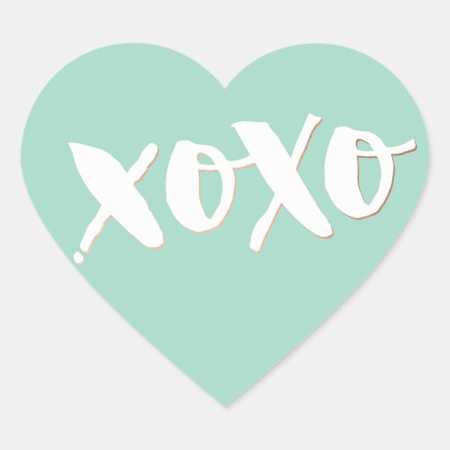 Sticker Cœur CUTE AMOUR XOXO COEUR moderne tendance menthe blan (Devant)