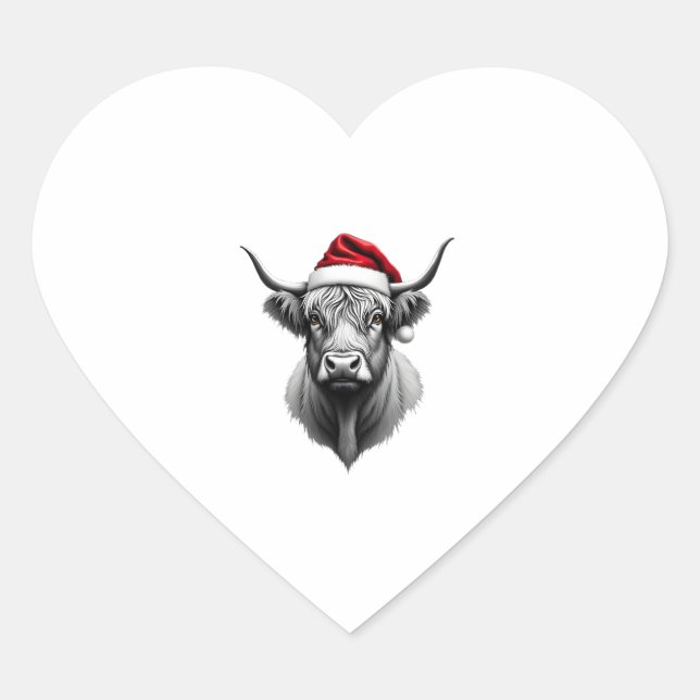 Sticker Cœur Cute Baby Highland Cow Christmas Santa Gifts Xmas  (Devant)