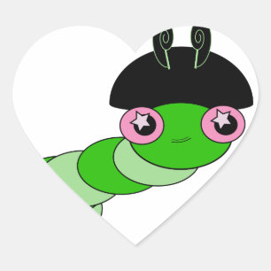 Sticker Cœur Cute Caterpillar