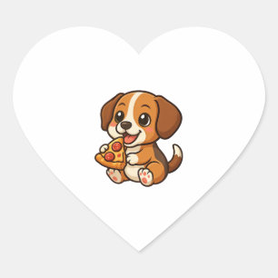 Sticker Cœur Cute chien beagle pizza pizza amateurs dessin anim