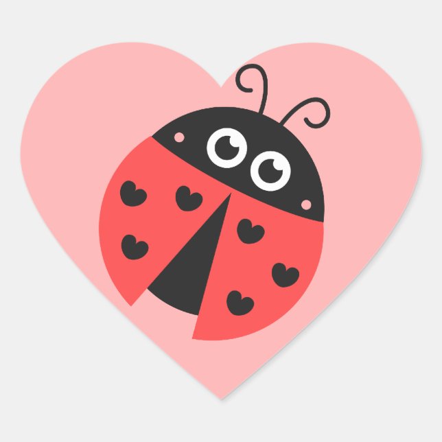 Sticker Cœur Cute coccinelle aux coeurs noirs (Devant)