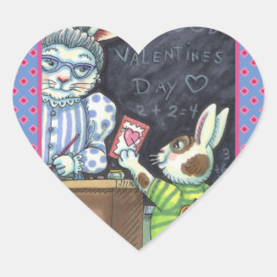 STICKER CŒUR CUTE ENSEIGNANT'S PET, APPLE & VALENTINE BUNNY RAB