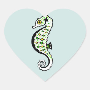 Sticker Cœur Cute I love SEAHORSES - Faune - Ocean Aqua