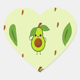 Sticker Cœur Cute kawaii avocado