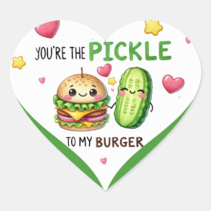 Sticker Cœur Cute Kawaii Pickles et Burgers