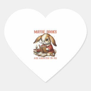 Sticker Cœur Cute Lecture Bunny Avec Lunettes Livres Vêtements
