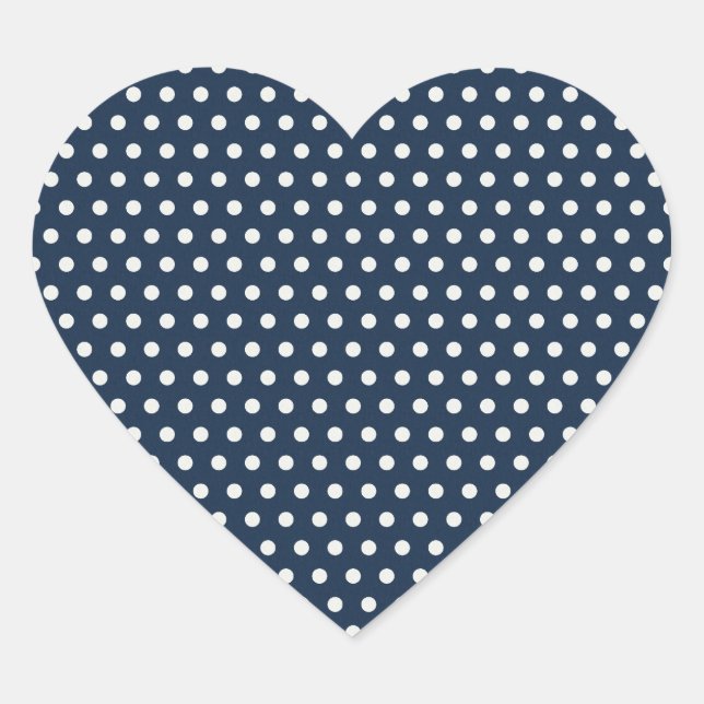Sticker Cœur Cute Marine Bleu Blanc Minuscule Cadeaux Pois (Devant)