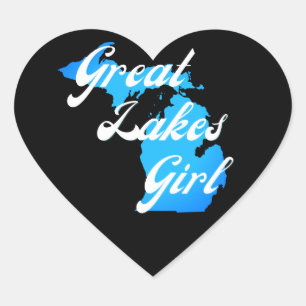 Sticker Cœur Cute Michigan Great Lakes Girl
