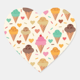 Sticker Cœur Cute motif de cône de crème