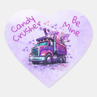 Sticker Cœur Cute Purple Dump Truck Valentine 