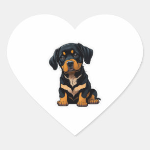 Sticker Cœur Cute Rottweiler - Cadeaux pour les propriétaires d