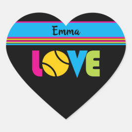 Sticker Cœur Cute Tennis LOVE - nom personnalisé
