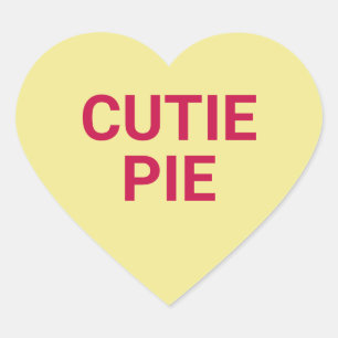 Sticker Cœur Cutie pie jaune mignonne conversation de la Saint 