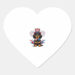 Sticker Cœur Dachshund patriotique feux d'artifice art vectorie