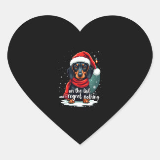 Sticker Cœur Dachshund Père Noël sur la liste des vilains Dachs