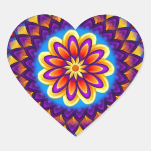 Sticker Cœur Dahlia de mandala