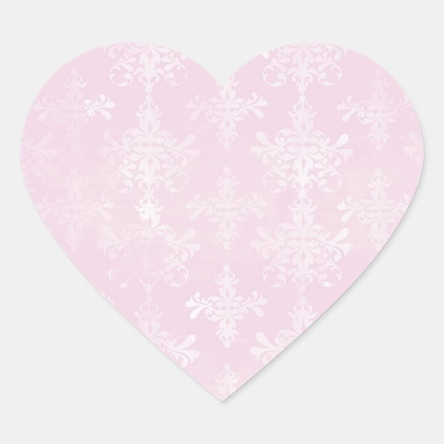 Sticker Cœur Damas rose (Devant)