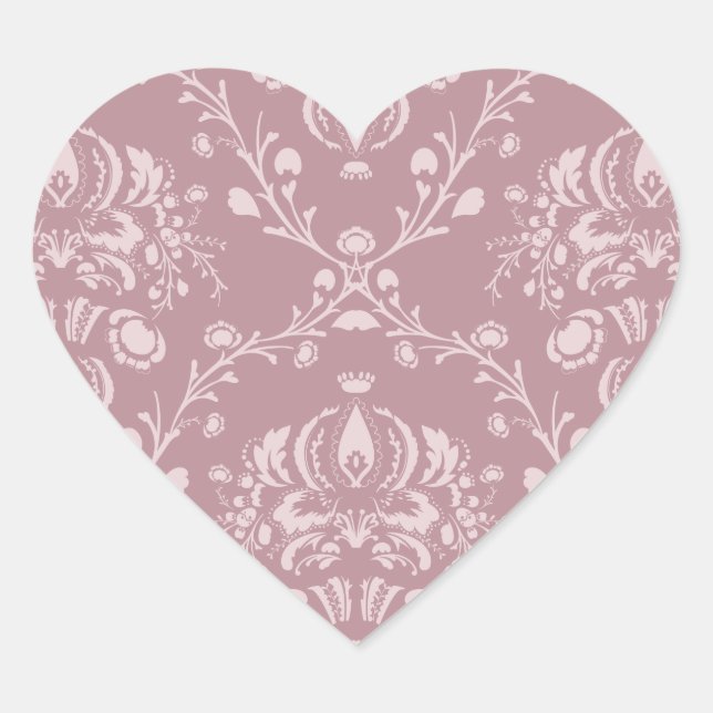 Sticker Cœur Damas violet et blanc (Devant)