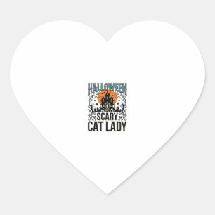 Sticker Cœur Dame de chat Halloween Maison hantée effrayante Vi