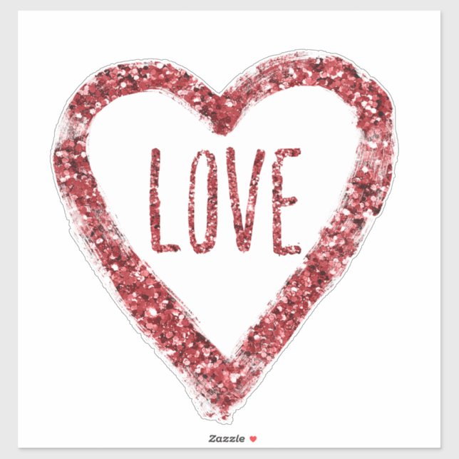 Sticker Coeur d'amour Parties scintillant rouge (Feuille)