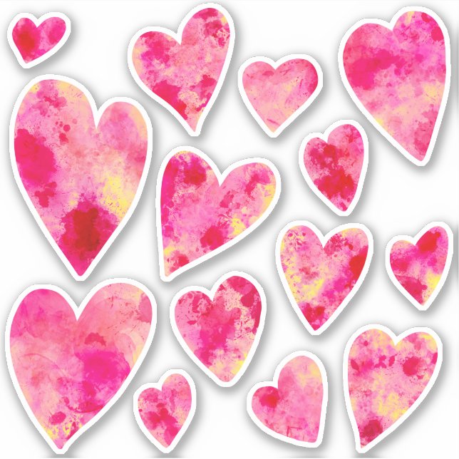 Sticker Coeur d'amour rose coloré (Devant)