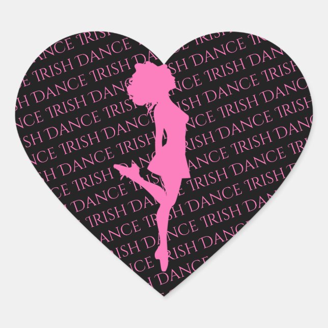 Sticker Cœur Danseur irlandais Dur Chaussure rose et Black Danc (Devant)