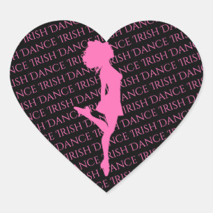 Sticker Cœur Danseur irlandais Dur Chaussure rose et Black Danc