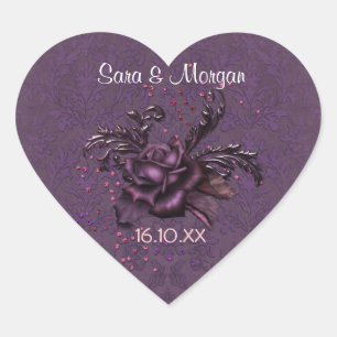 Sticker Cœur Dark Romance Rose 2 sceau Mariage