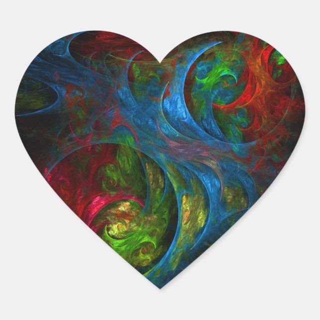 Sticker Coeur d'Art Abstrait Bleu Genesis (Devant)